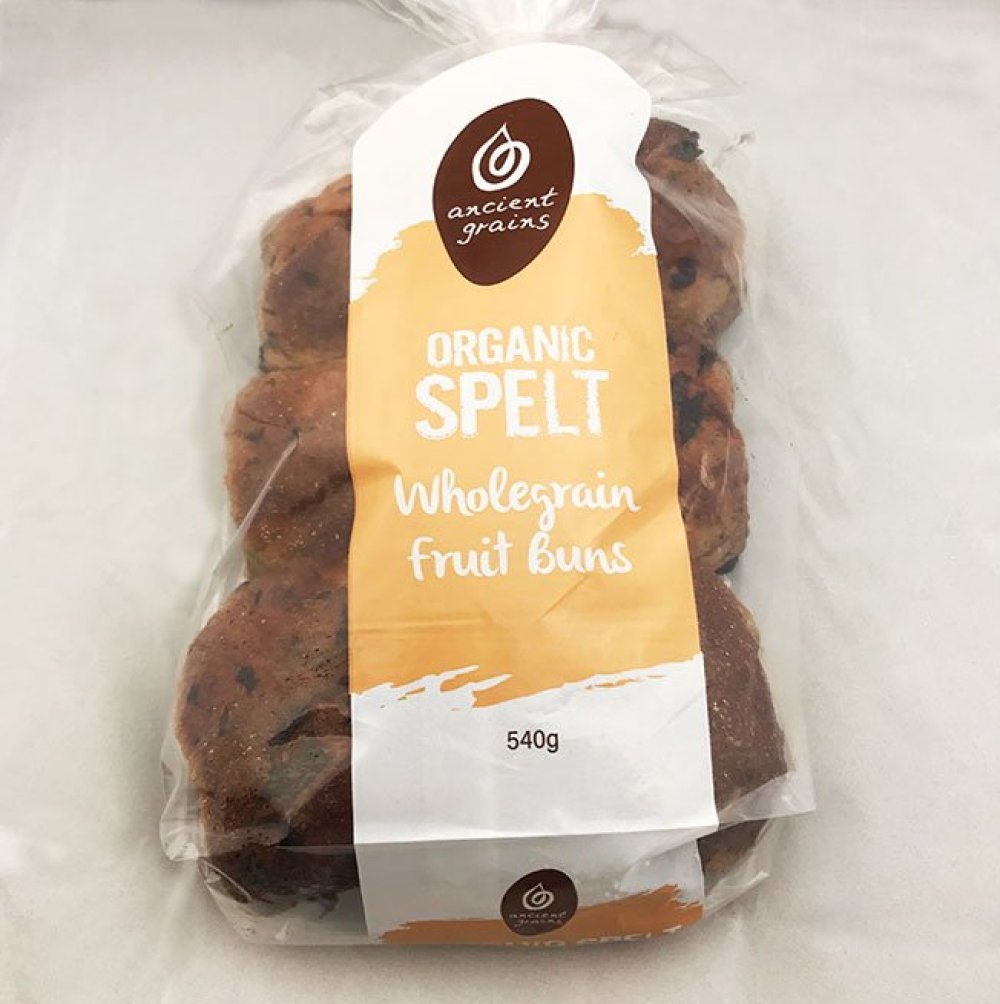 Ancient Grains Organic Spelt Fruit Buns 6 pack (540g)