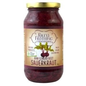 Foley's Frothing Fermentations Organic Raw Ginger Beet Sauerkraut 500g