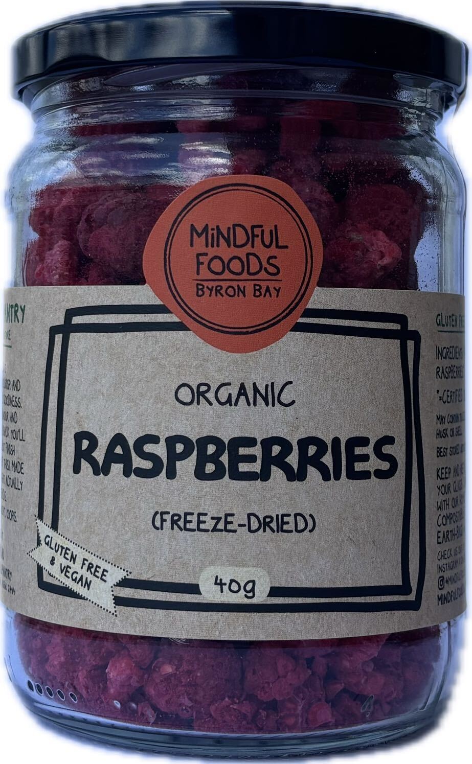 Mindful Foods Organic Raspberries Freeze Dried 40g