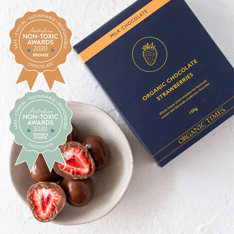 Organic Times Organic Milk Chocolate Strawberries 100g, view 3 of 4