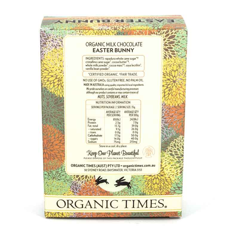 Certified Organic Milk Chocolate Boxed Easter Bunny (70g) Product Image 