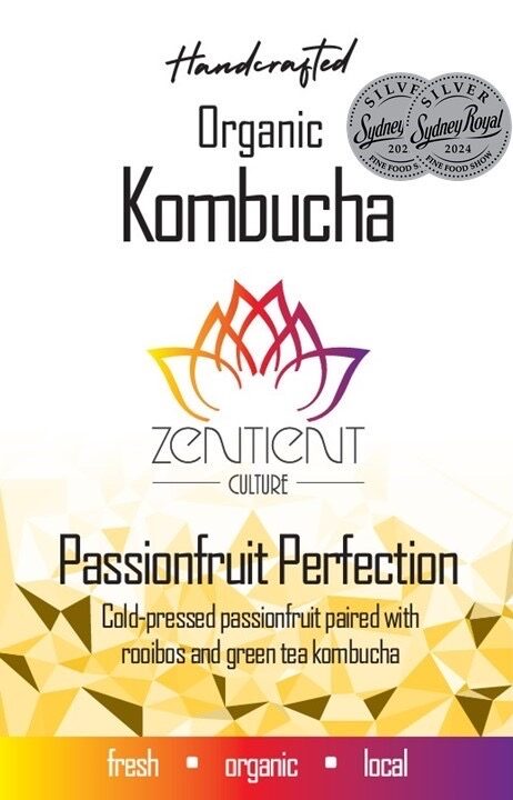 Zentient Culture Passionfruit Perfection Certified Organic Kombucha (Requires Bottle or BYO) 1L